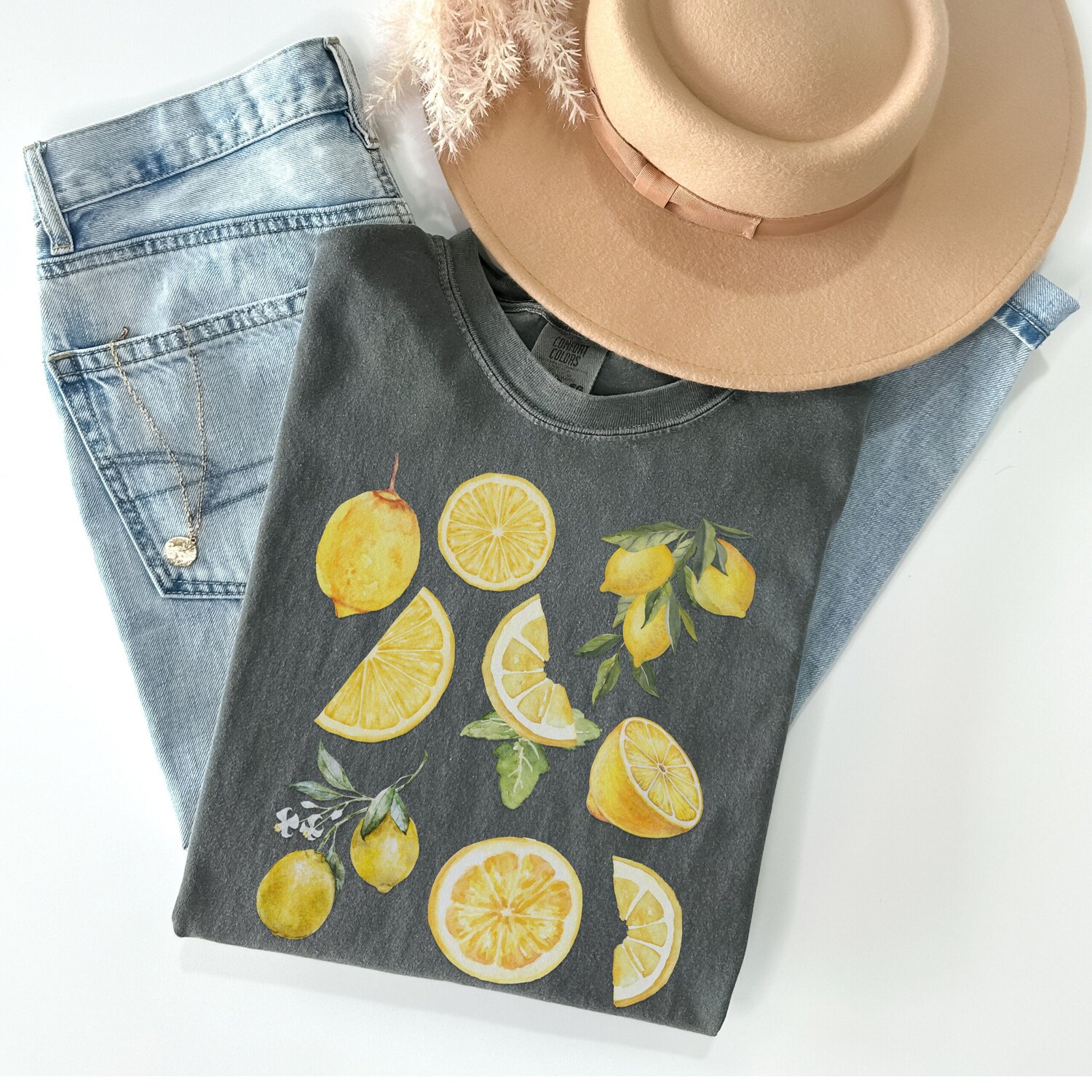 Aesthetic Lemon T-Shirt for Women Vintage Fruit Graphic Tee Boho Style Gift for Her image 7