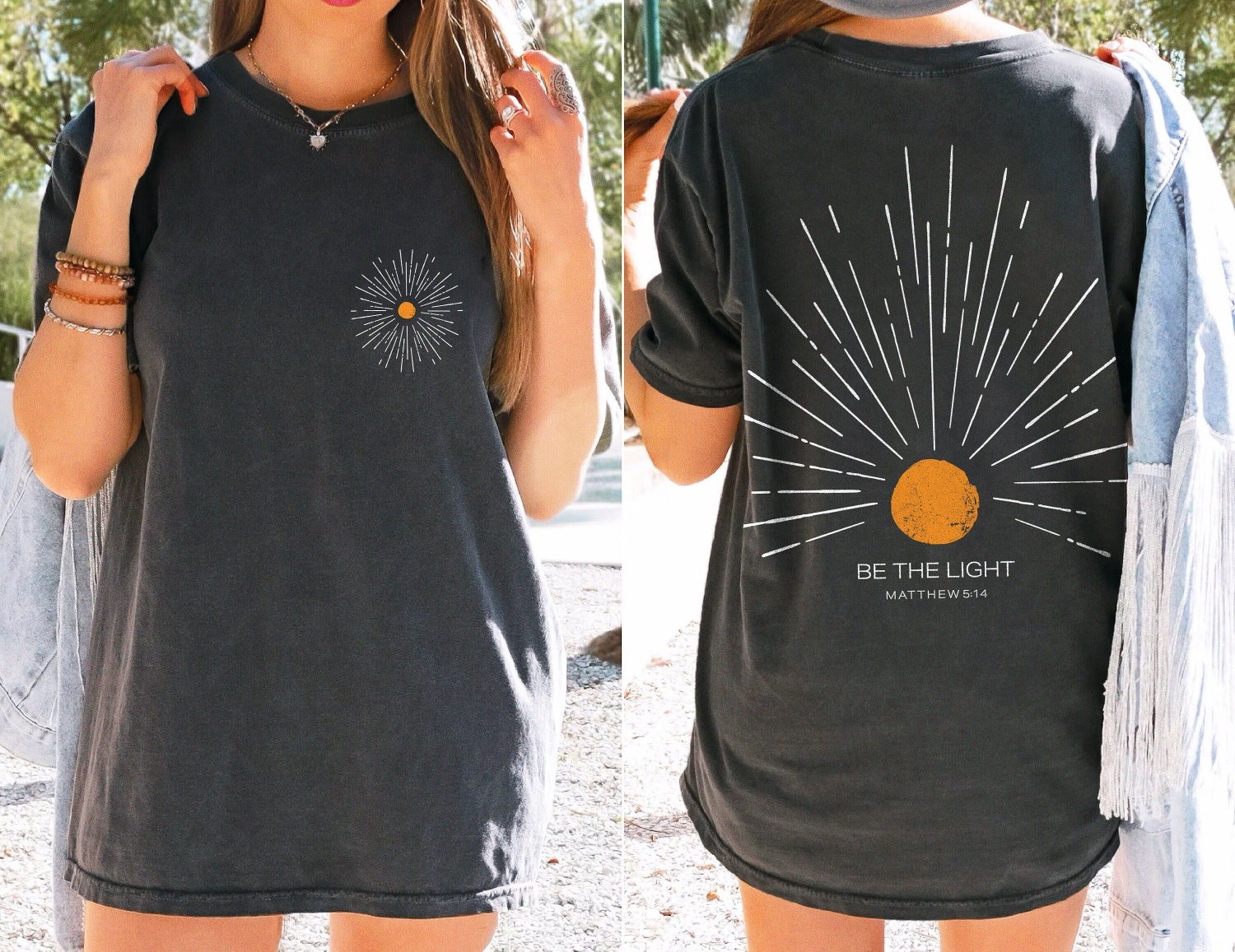 Be The Light Christian Shirt Sunshine Beachy Coconut Girl Sunset Crewneck Gift image 0