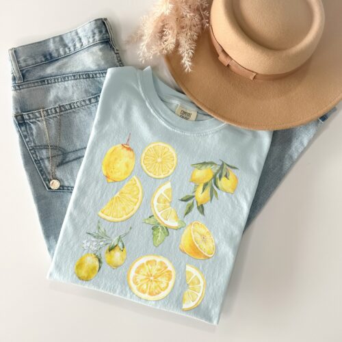 Aesthetic Lemon T-Shirt for Women Vintage Fruit Graphic Tee Boho Style Gift for Her image 0