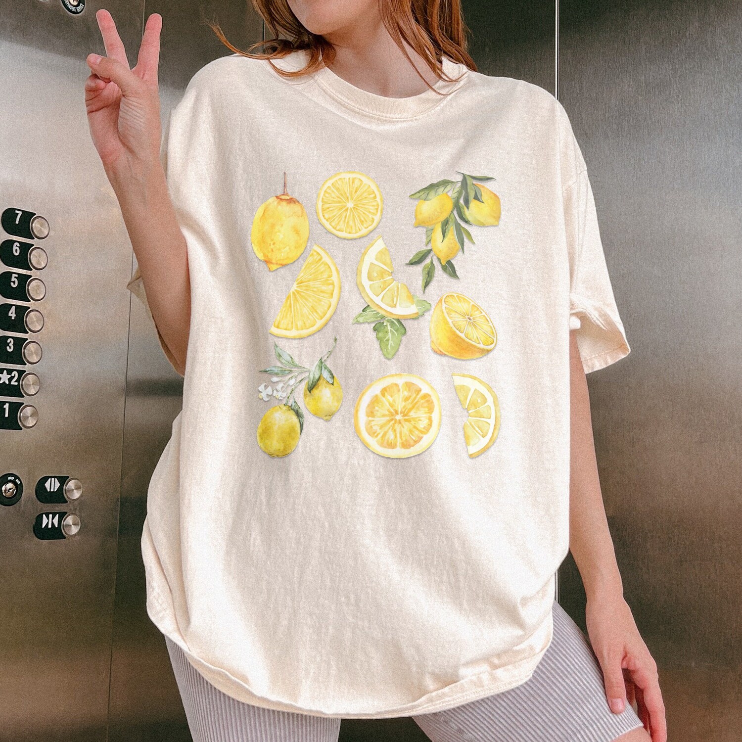 Aesthetic Lemon T-Shirt for Women Vintage Fruit Graphic Tee Boho Style Gift for Her image 1