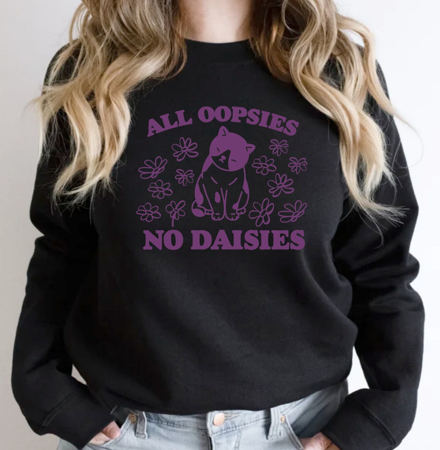 Retro Vintage Kitten T-Shirt - All Oopsies No Daisies Nostalgia Cat Graphic Unisex Adult Tee image 2