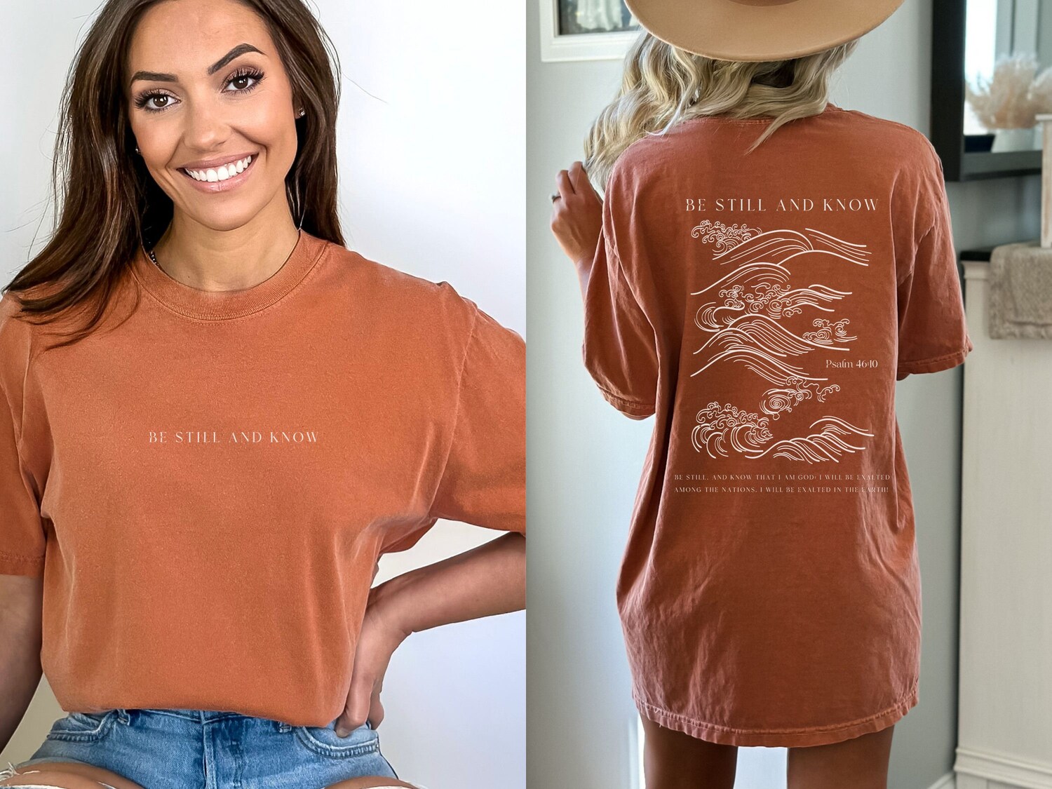 Be Still and Know Christian Comfort Colors Shirt Psalm Scripture Tee Christian Gifts for Women image 2