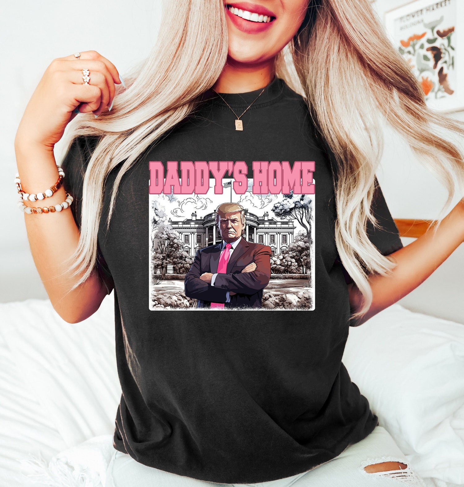 Trump 2024 Daddy's Home Shirt White House Election Tee for Supporters image 0