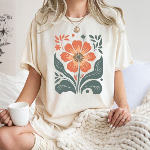 Retro Floral Shirt | Vintage Flower T-Shirt | Plant Lover Gift for Grandma image 0