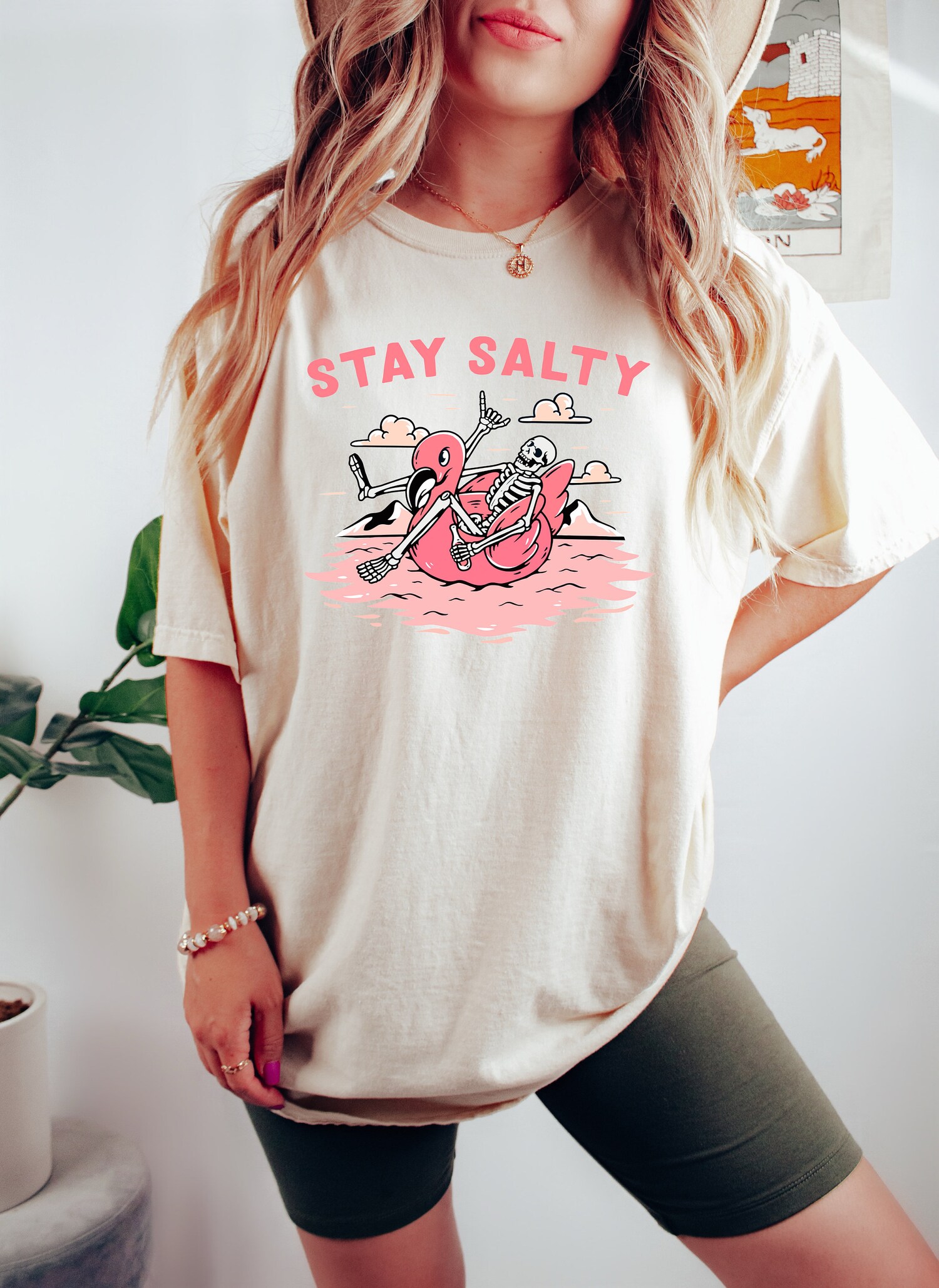 Stay Salty Skeleton Beach T-Shirt | Funny Salty Skeleton Tee | Beach Vibes Shirt image 0