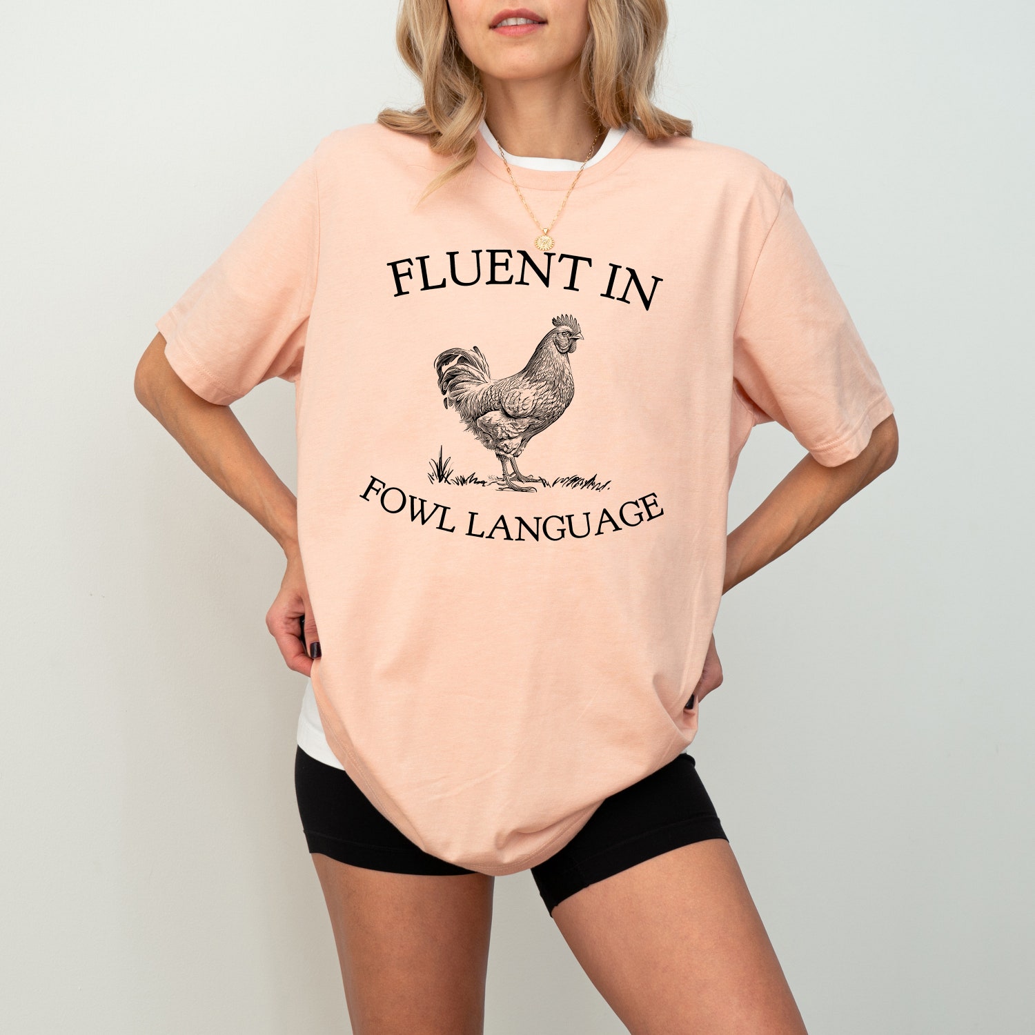 Funny Chicken Shirt - Fluent in Fowl Language - Gift for Chicken Lovers Farmers Country Girls image 1