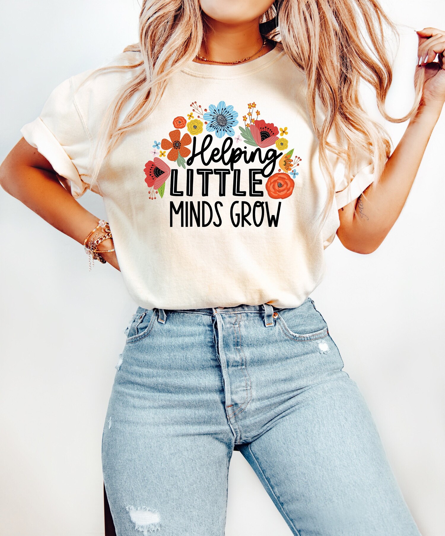 Helping Little Minds Grow Teacher Shirt Inspirational Teacher Appreciation Gift Educators Tee image 0