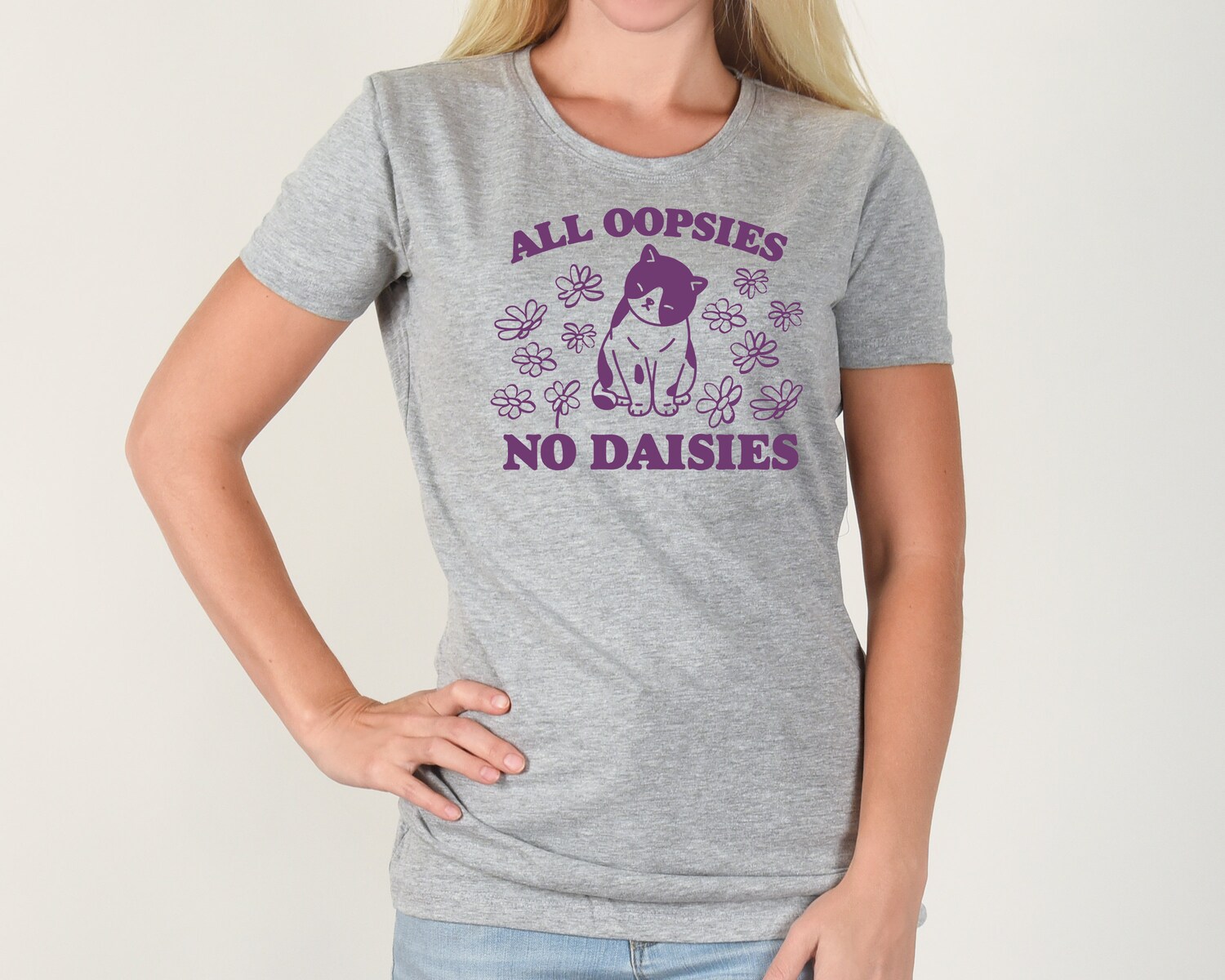 Retro Vintage Kitten T-Shirt - All Oopsies No Daisies Nostalgia Cat Graphic Unisex Adult Tee image 5