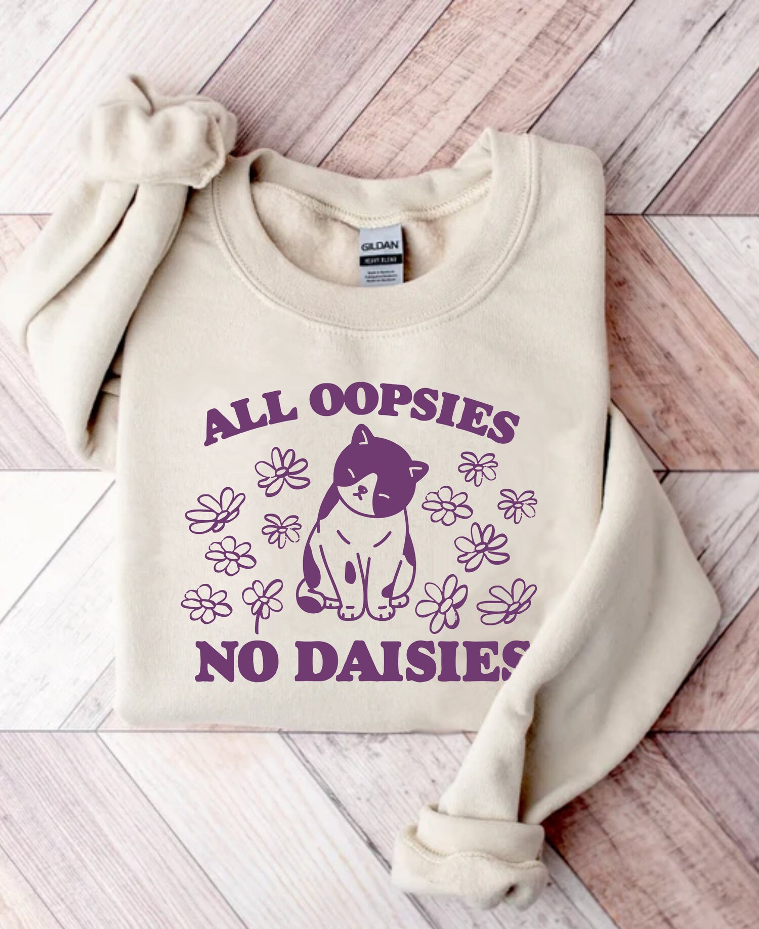 Retro Vintage Kitten T-Shirt - All Oopsies No Daisies Nostalgia Cat Graphic Unisex Adult Tee image 4