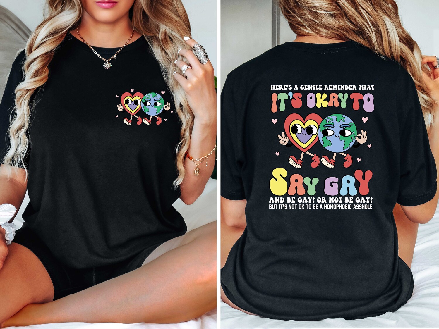 Floral LGBT Pride Shirt | It's Ok To Say Gay | Trans Kids Human Rights Tee | Pride Month Apparel image 2