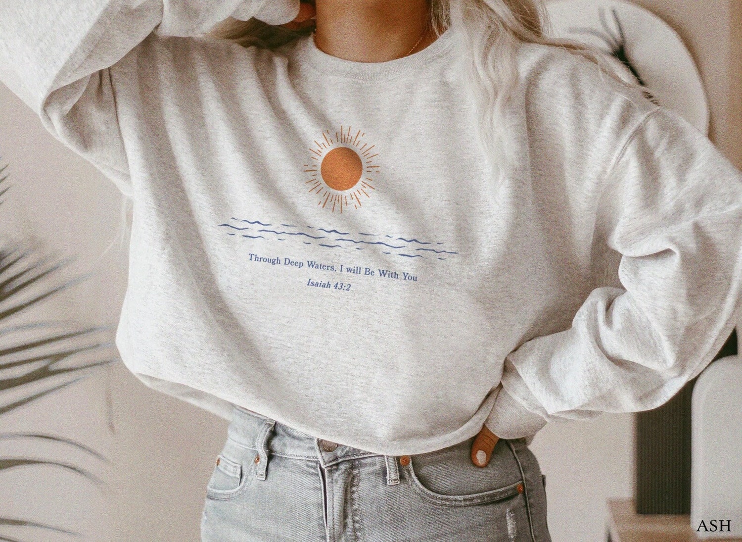 Christian Crewneck Sweatshirt | Sunshine Jesus Shirt | Ocean Inspired Beachy Christian Apparel image 2