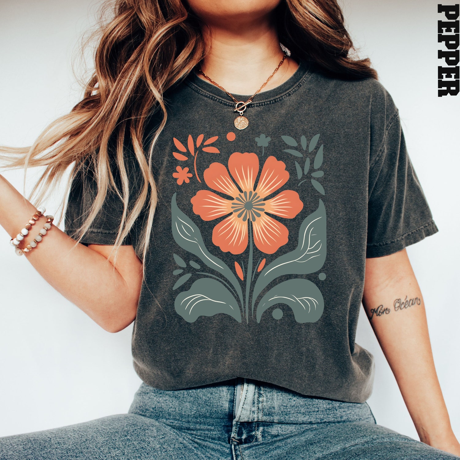 Retro Floral Shirt | Vintage Flower T-Shirt | Plant Lover Gift for Grandma image 2