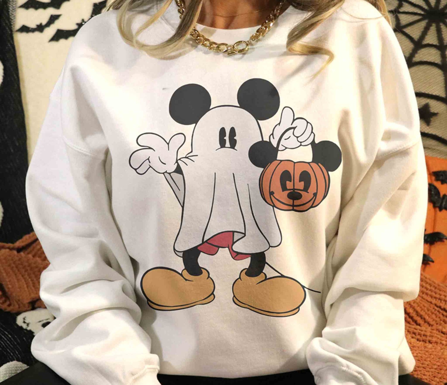 Retro Mickey Ghost Halloween Shirt | Spooky Season Tee | Mickey's Not So Scary Pumpkin Shirt image 2