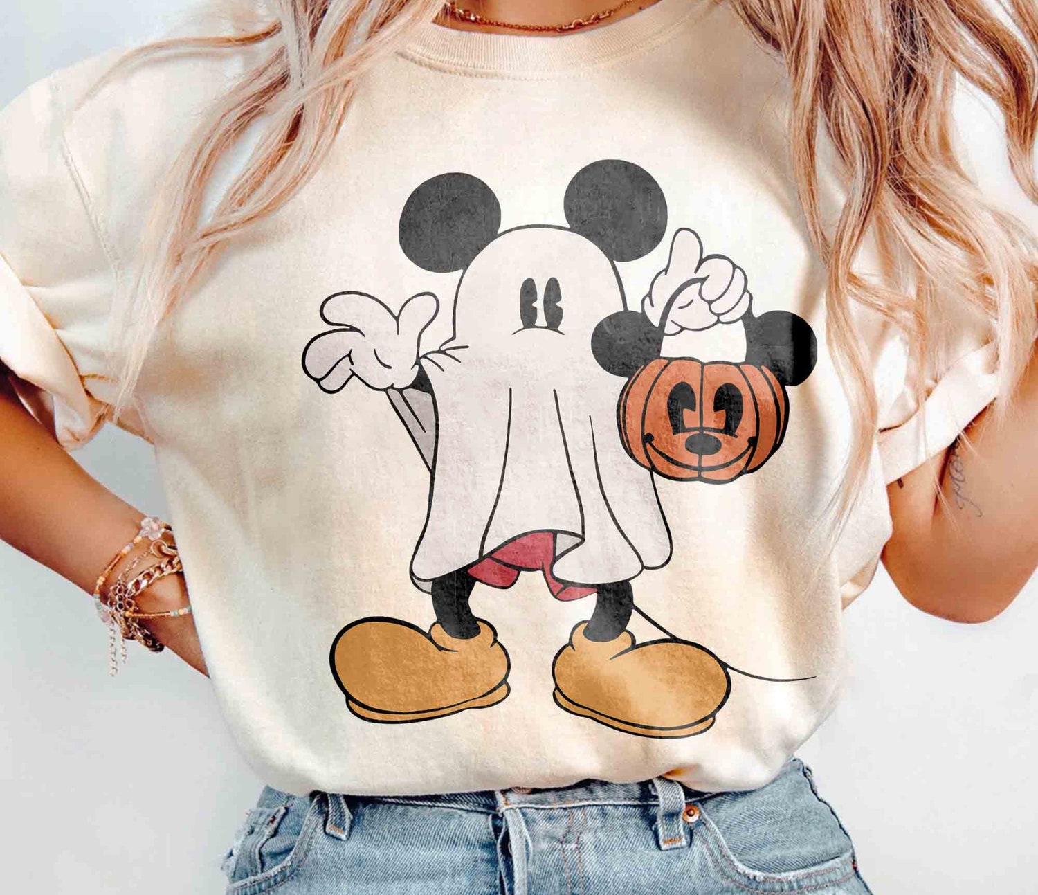 Retro Mickey Ghost Halloween Shirt | Spooky Season Tee | Mickey's Not So Scary Pumpkin Shirt image 3