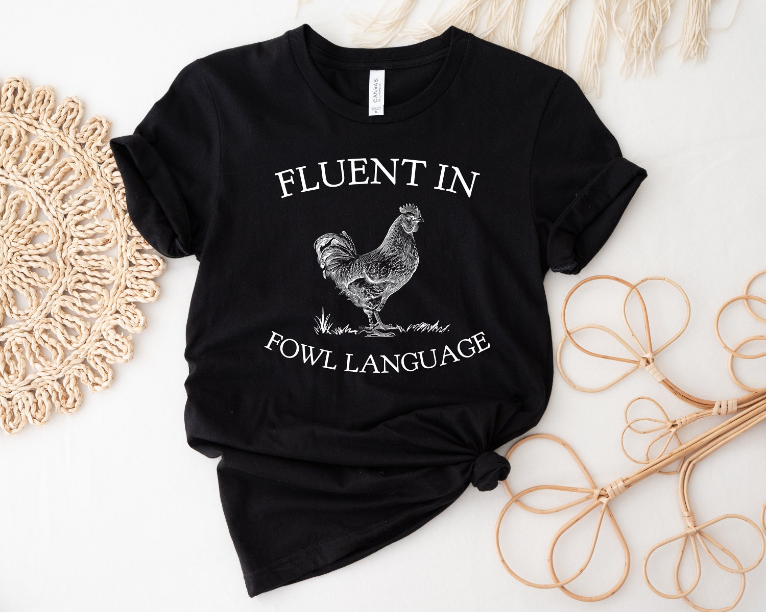 Funny Chicken Shirt - Fluent in Fowl Language - Gift for Chicken Lovers Farmers Country Girls image 2