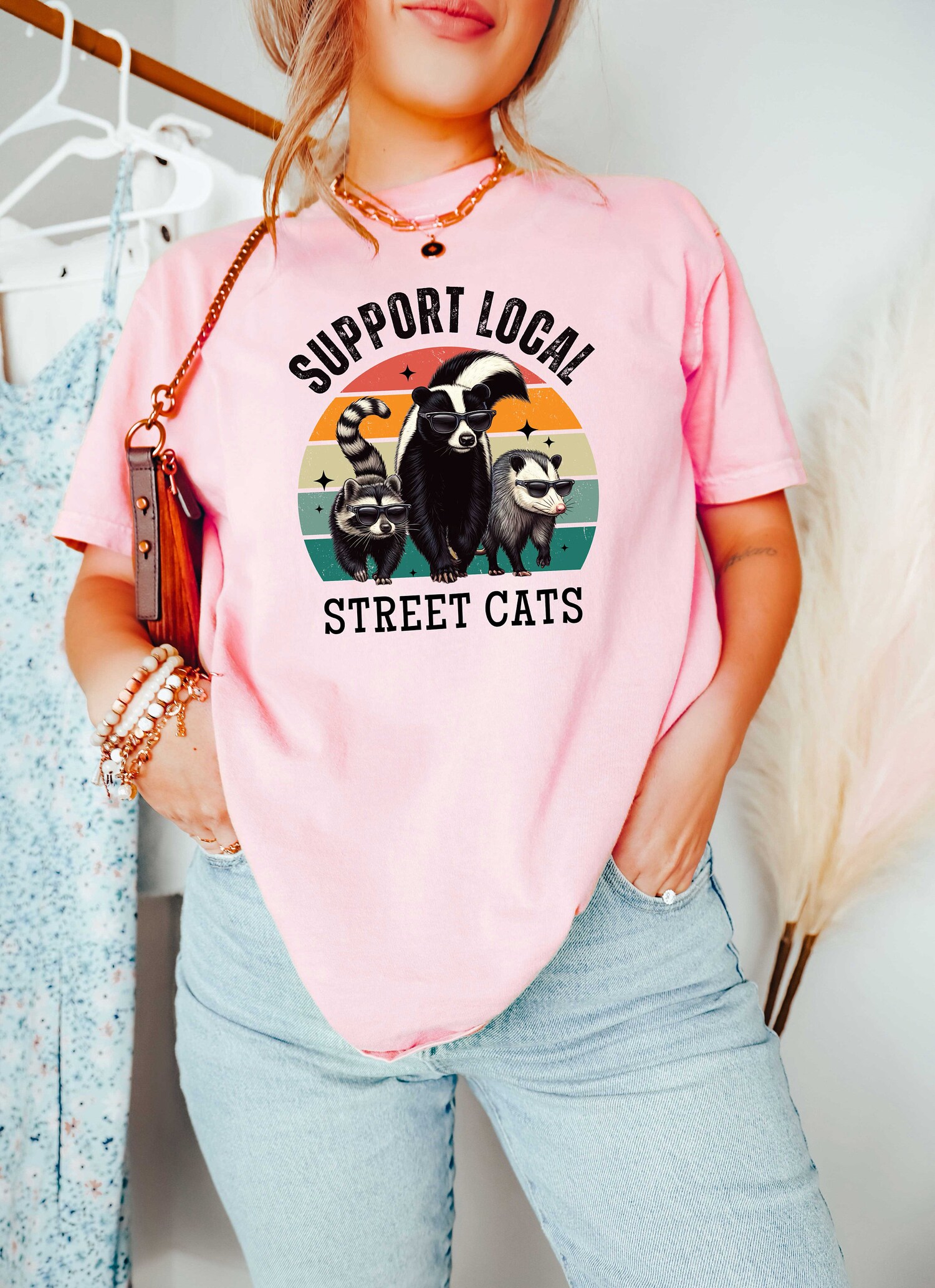 Support Local Street Cats T-Shirt | Retro Unisex Graphic Tee | Gift for Him | Adult Street Cats Shirt image 2