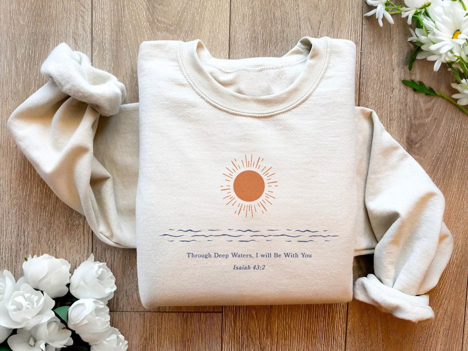 Christian Crewneck Sweatshirt | Sunshine Jesus Shirt | Ocean Inspired Beachy Christian Apparel image 0