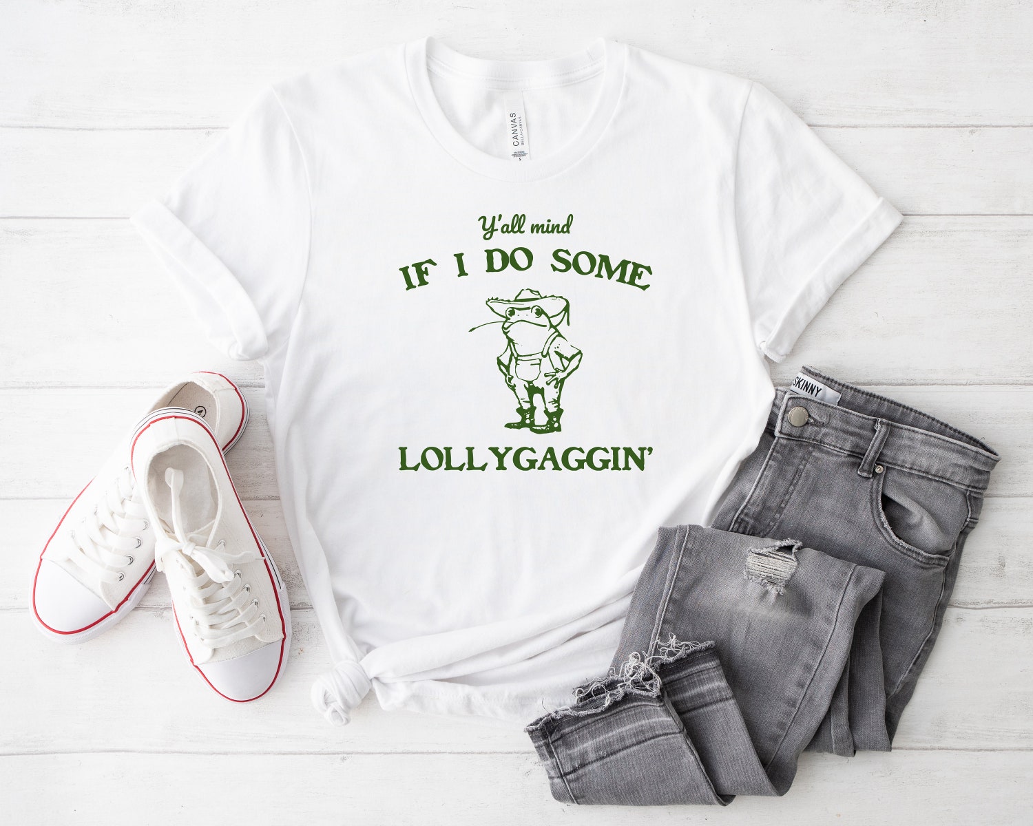 Y'all Mind If I Do Some Lollygagging Shirt Funny Frog Graphic Tee Retro Farmer T-Shirt for Frog Lovers image 3