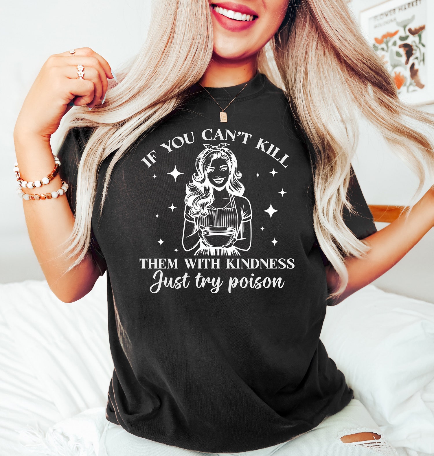 Retro Housewife Funny Sarcastic Shirt - Kitchen T-Shirt - Humorous Mom Bakery Tee - Poison Kindness Shirt image 2