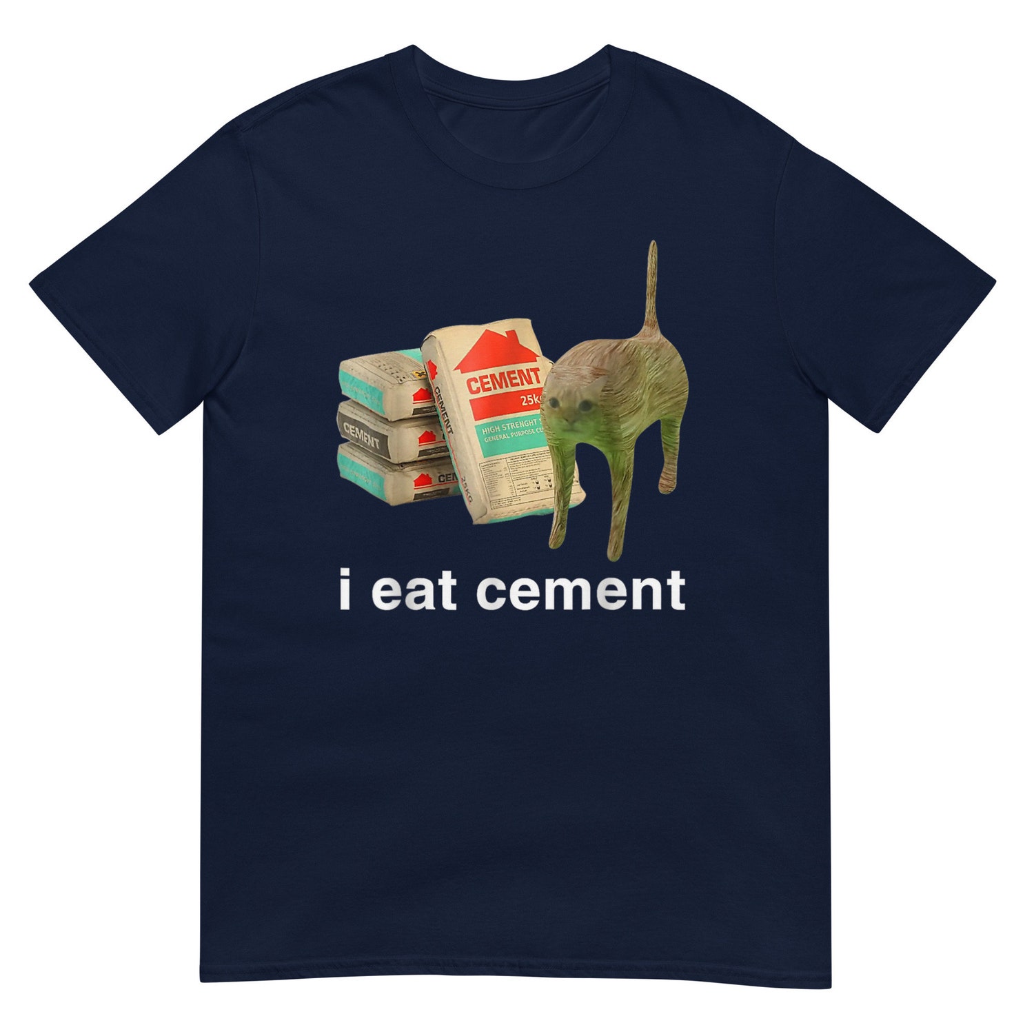 Funny Cursed Cat Shirt - I Eat Cement Graphic Tee - Humorous Cat Lover T-Shirt image 1