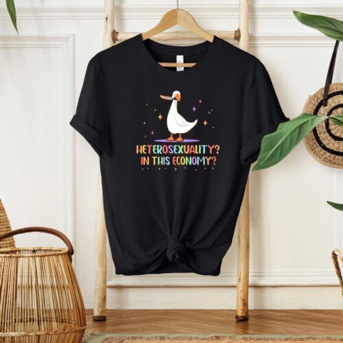 Heterosexual in This Economy T-Shirt | Pride Parade Gift | Equal Rights Lesbian Family Tee image 0