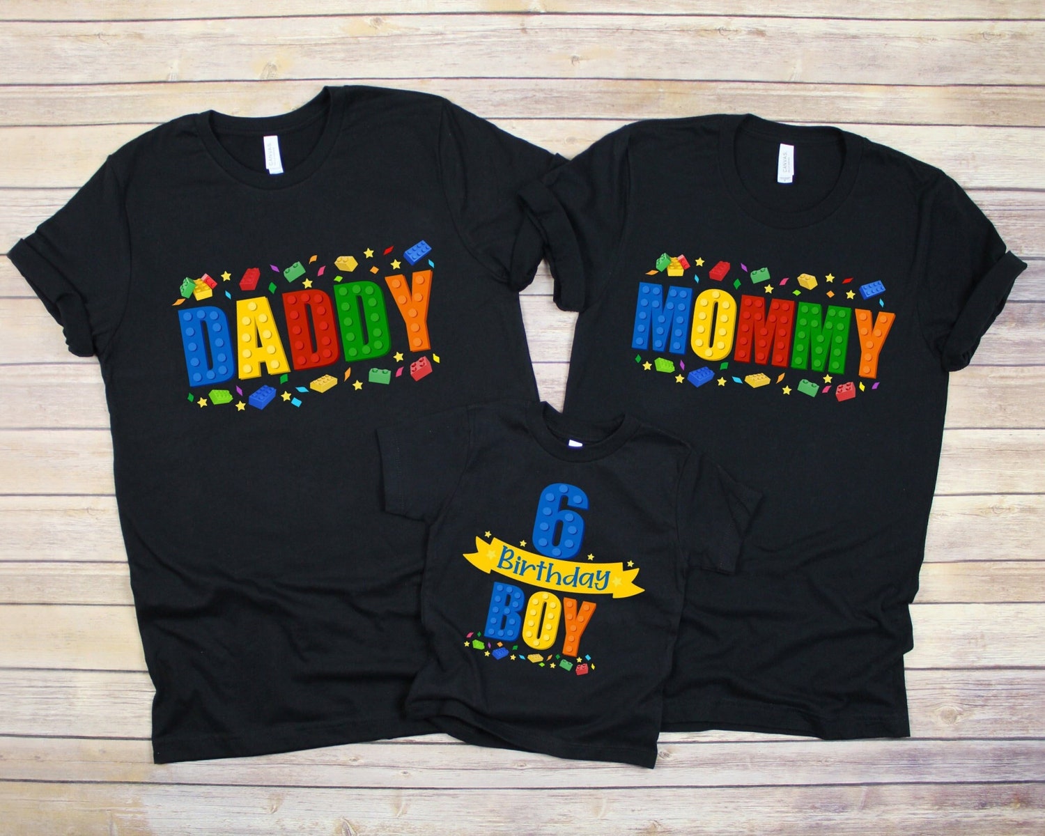 Custom Building Blocks Family Matching Birthday Shirts Bricks Birthday Boy Girl Shirt Gift image 0