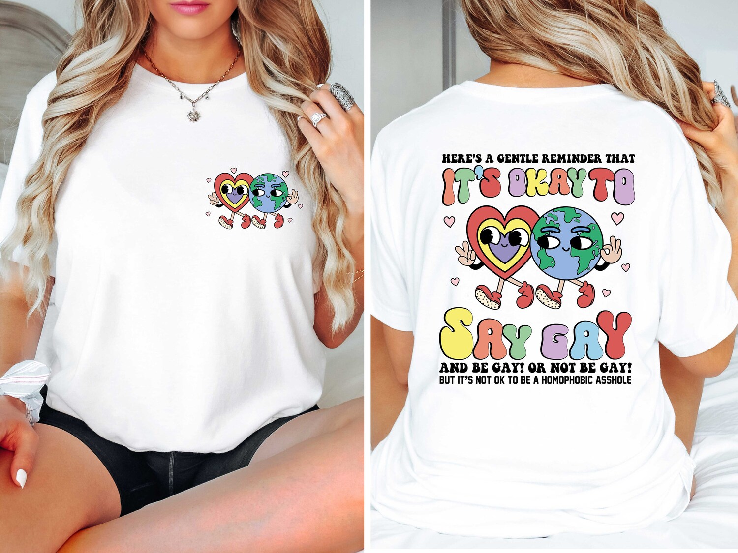 Floral LGBT Pride Shirt | It's Ok To Say Gay | Trans Kids Human Rights Tee | Pride Month Apparel image 0