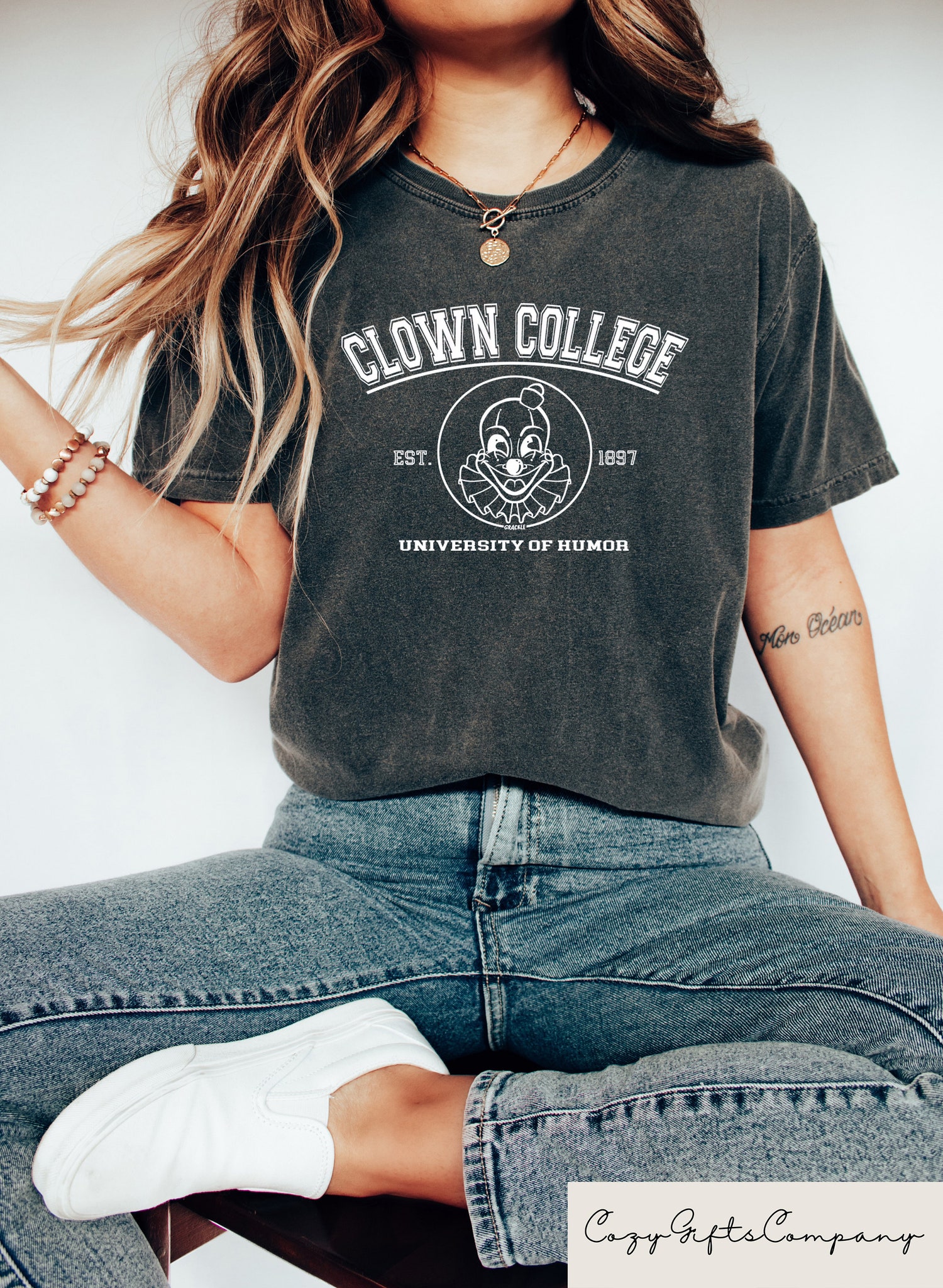 Clown College Sweatshirt - Clown University Crewneck Retro Weirdcore Shirt Scary Circus Hoodie image 2