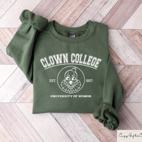 Clown College Sweatshirt - Clown University Crewneck Retro Weirdcore Shirt Scary Circus Hoodie image 0