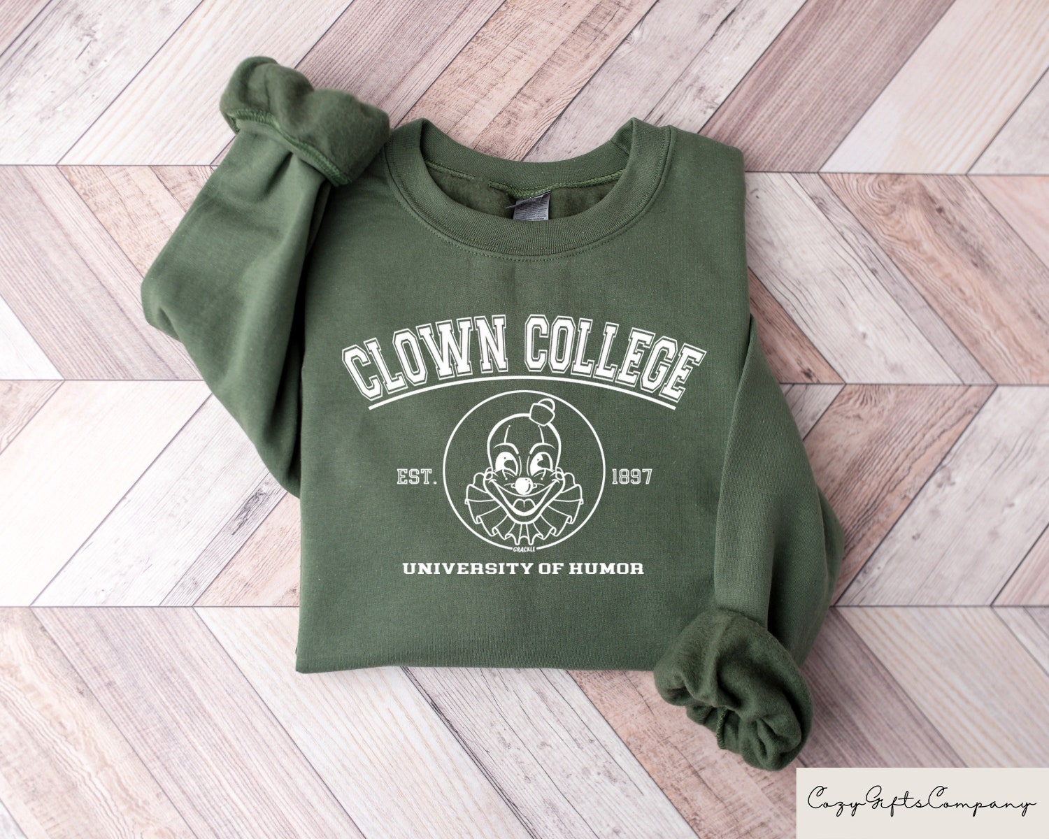 Clown College Sweatshirt - Clown University Crewneck Retro Weirdcore Shirt Scary Circus Hoodie image 0