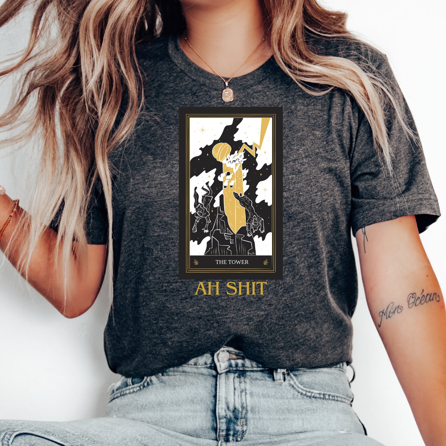 The Tower Tarot Card T-Shirt | Gothic Tarot Tee | Tarot Shirt | Unique Gift image 4