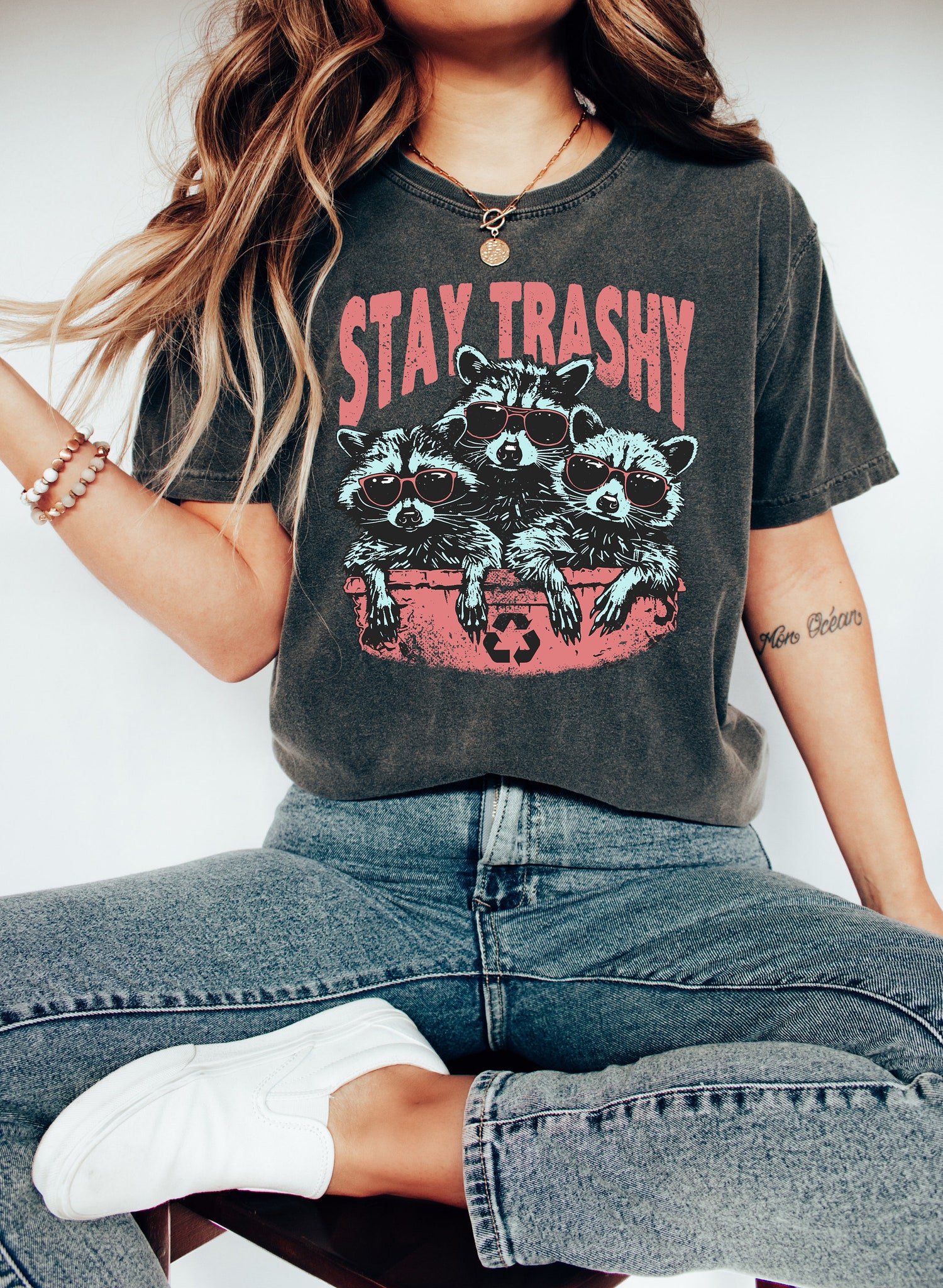 Stay Trashy Retro Raccoon Shirt - Funny Meme Graphic Tee for Raccoon Lovers - Gift Idea image 2