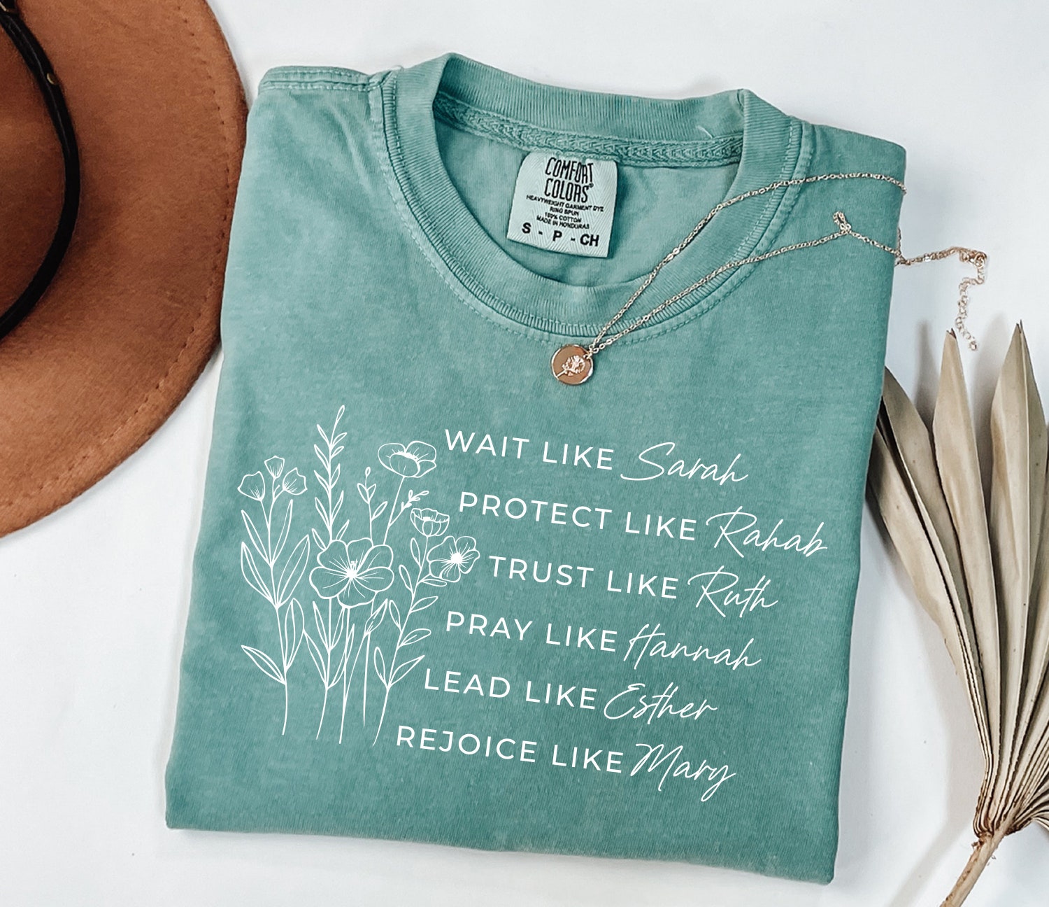 Comfort Colors® Women of the Bible Shirt - Faith Bible Verse Boho Christian Floral Tee image 0
