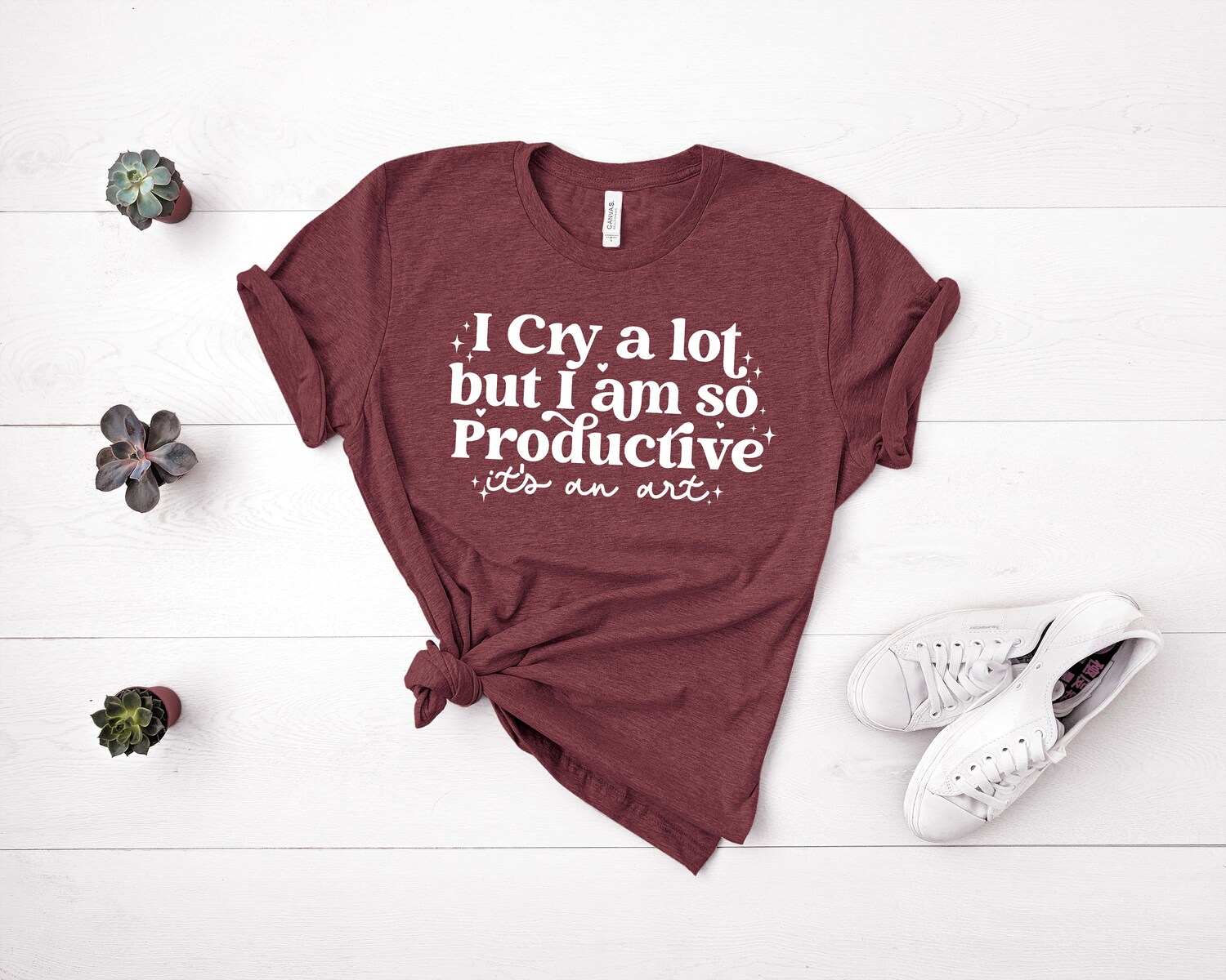 I Cry A Lot But I'm So Productive Shirt - Mental Health Song Lyrics Tee - Gift for Her image 1