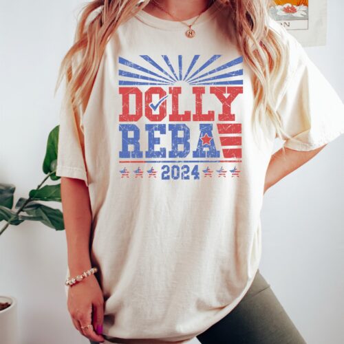 Funny Election T-Shirts | Dolly Reba 2024 Vintage | 4th of July Country Music Shirt image 0