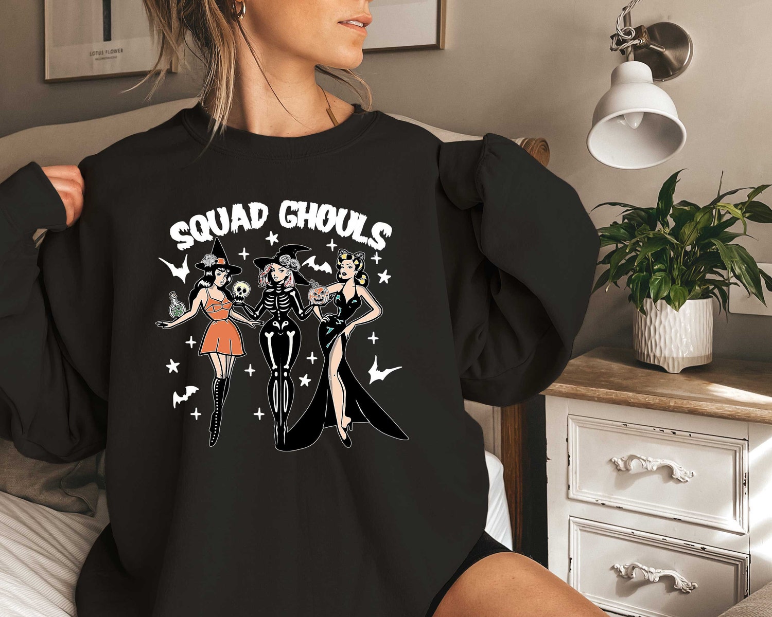 Halloween Squad Goals Sweatshirt Retro Spooky Season Shirt Halloween Aesthetic Girls Tee image 1