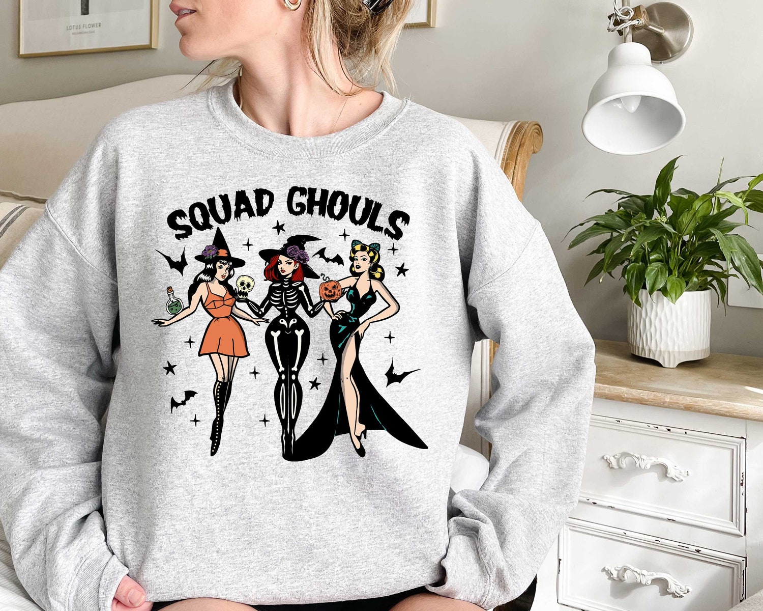 Halloween Squad Goals Sweatshirt Retro Spooky Season Shirt Halloween Aesthetic Girls Tee image 3