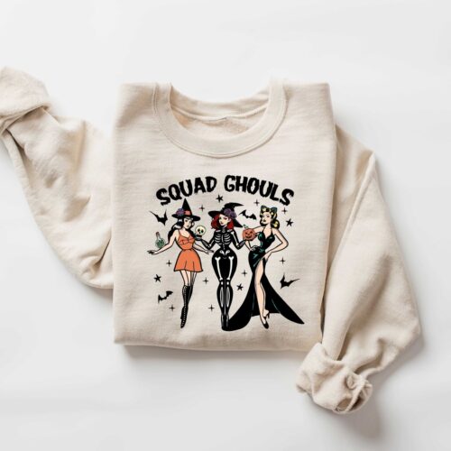 Halloween Squad Goals Sweatshirt Retro Spooky Season Shirt Halloween Aesthetic Girls Tee image 0