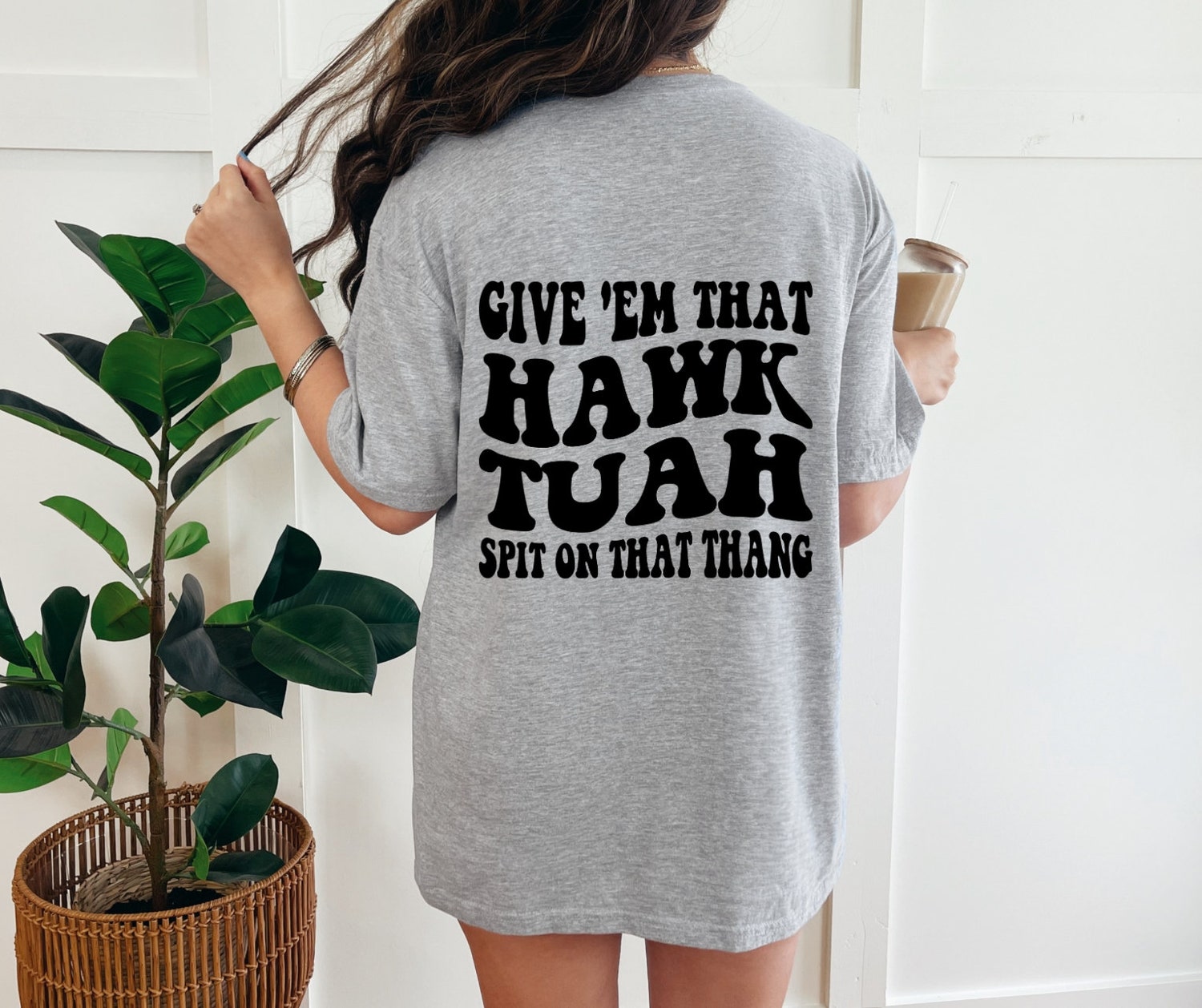 Hawk Tuah Viral Trendy Shirt - Unisex Heavy Cotton Tee with Pocket and Back Design image 7