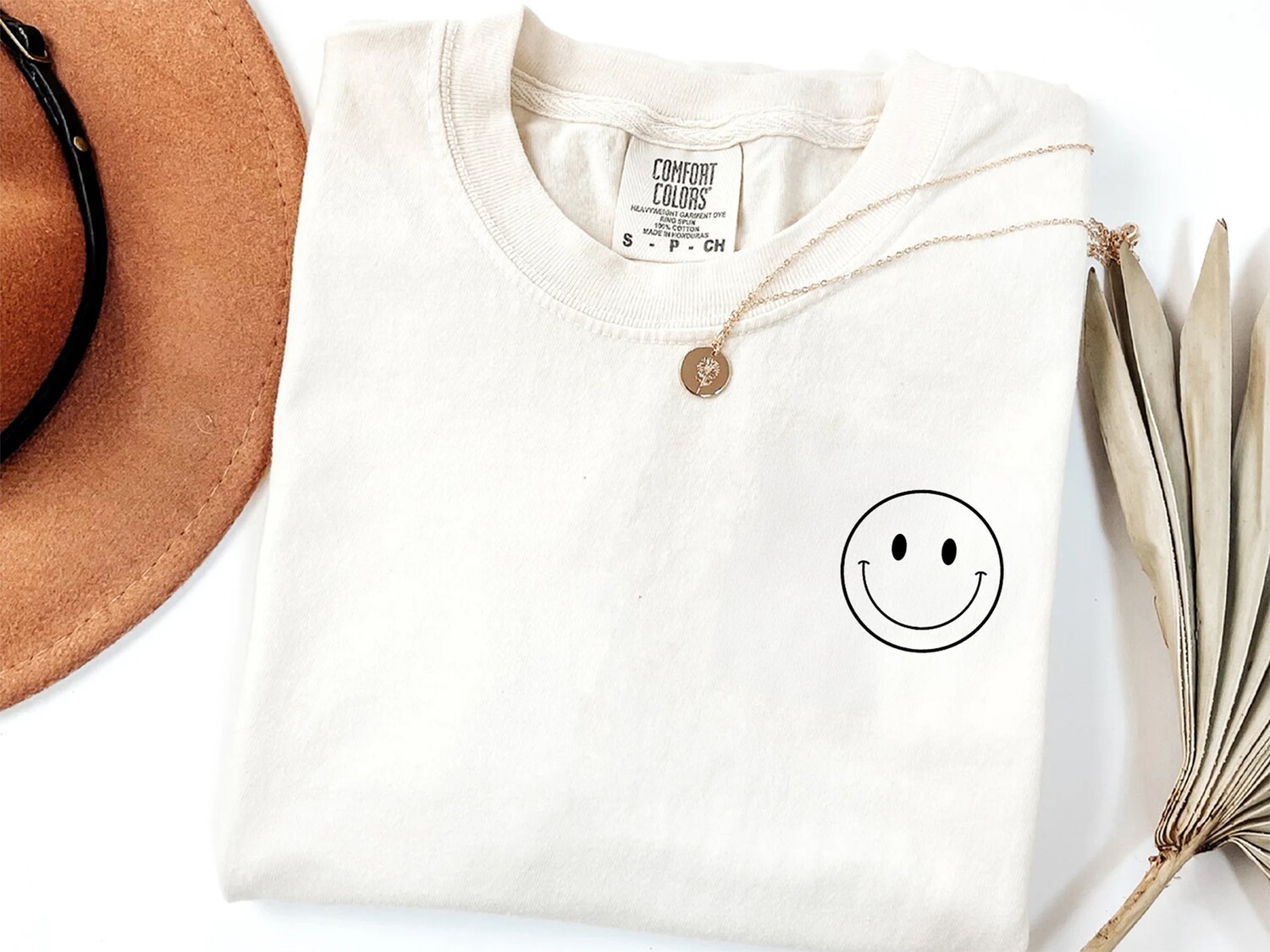 Minimalist Happy Face Comfort Colors Tee - Retro Smile Shirt Gift for Women Happy Tshirt image 5