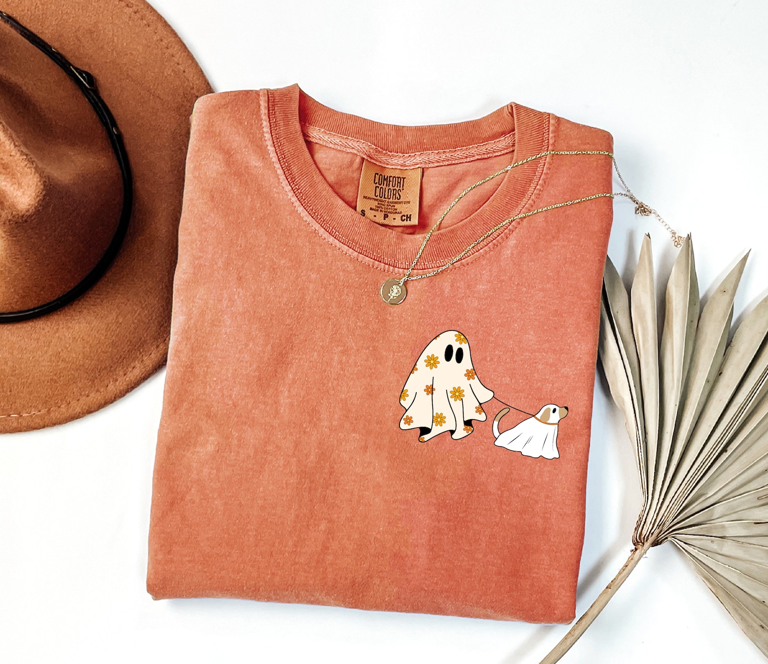 Cute Ghost Dog Shirt for Dog Lovers Womens Halloween Fall Tee Spooky Season Gift image 0