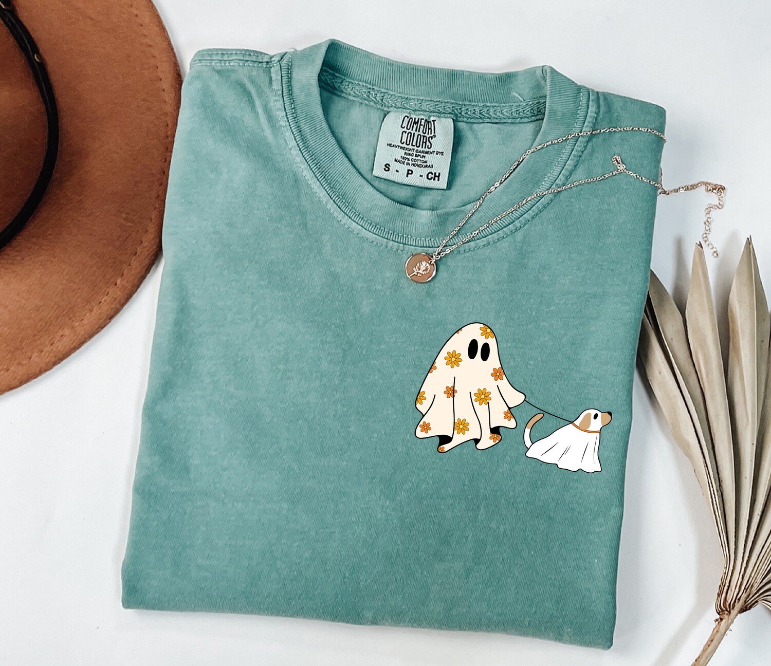 Cute Ghost Dog Shirt for Dog Lovers Womens Halloween Fall Tee Spooky Season Gift image 1