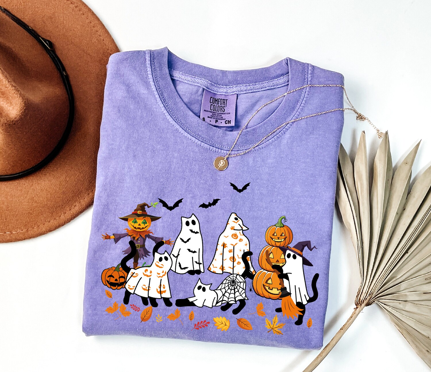 Cute Ghost Cats Halloween Shirt for Cat Lovers Spooky Season Gift image 1