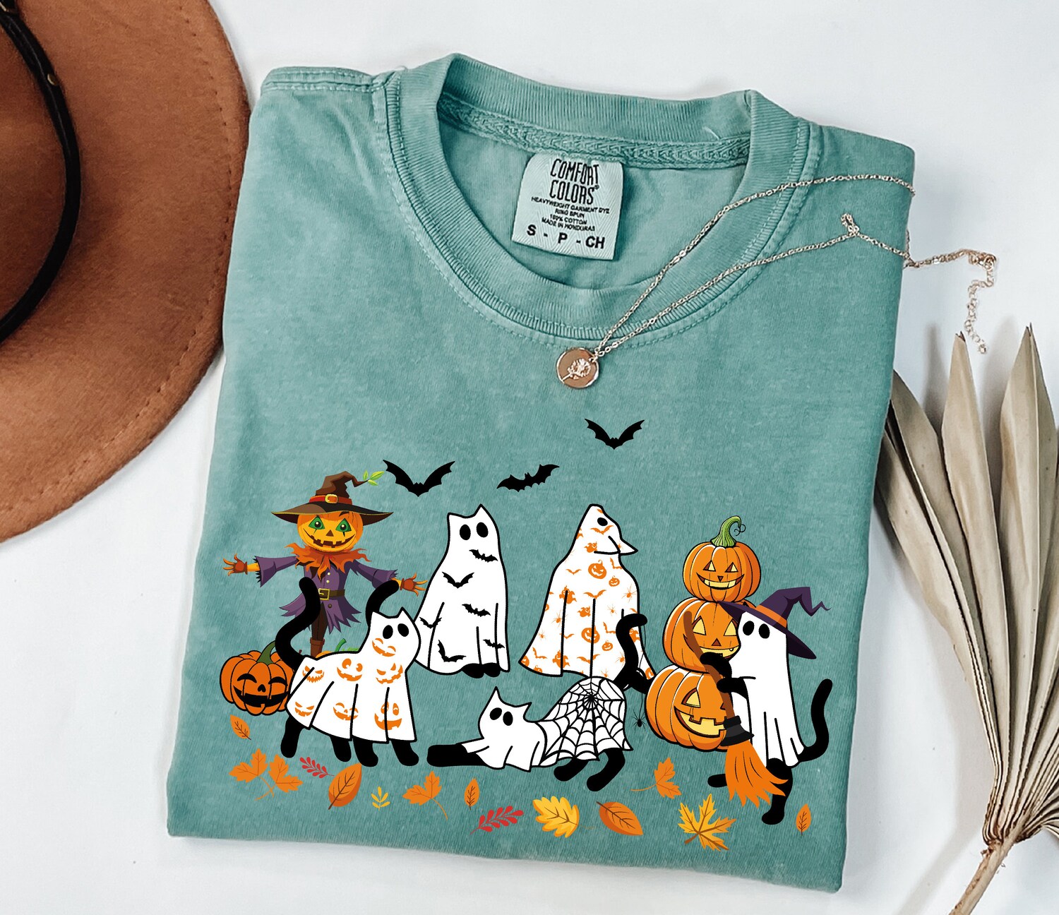 Cute Ghost Cats Halloween Shirt for Cat Lovers Spooky Season Gift image 3