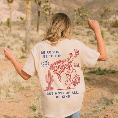 Be Kind Cowboy Shirt Unisex Retro Western T-Shirt Horseback Desert Boho Hippie Clothing image 0