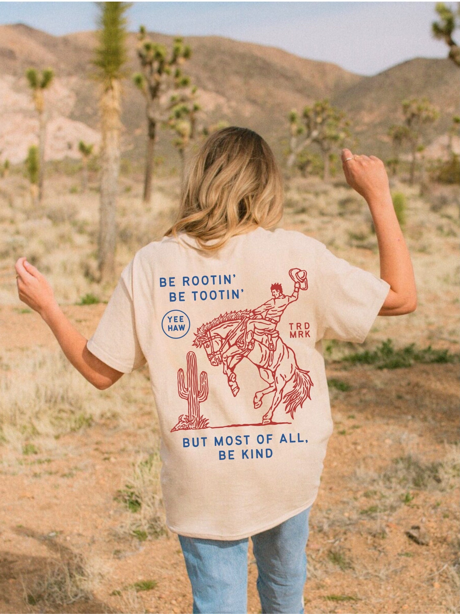 Be Kind Cowboy Shirt Unisex Retro Western T-Shirt Horseback Desert Boho Hippie Clothing image 0