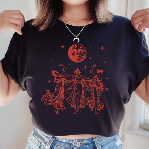 Dancing Witches Long Sleeve T-Shirt Dark Academia Witchcore Tee Goth Occult Art Gift image 0