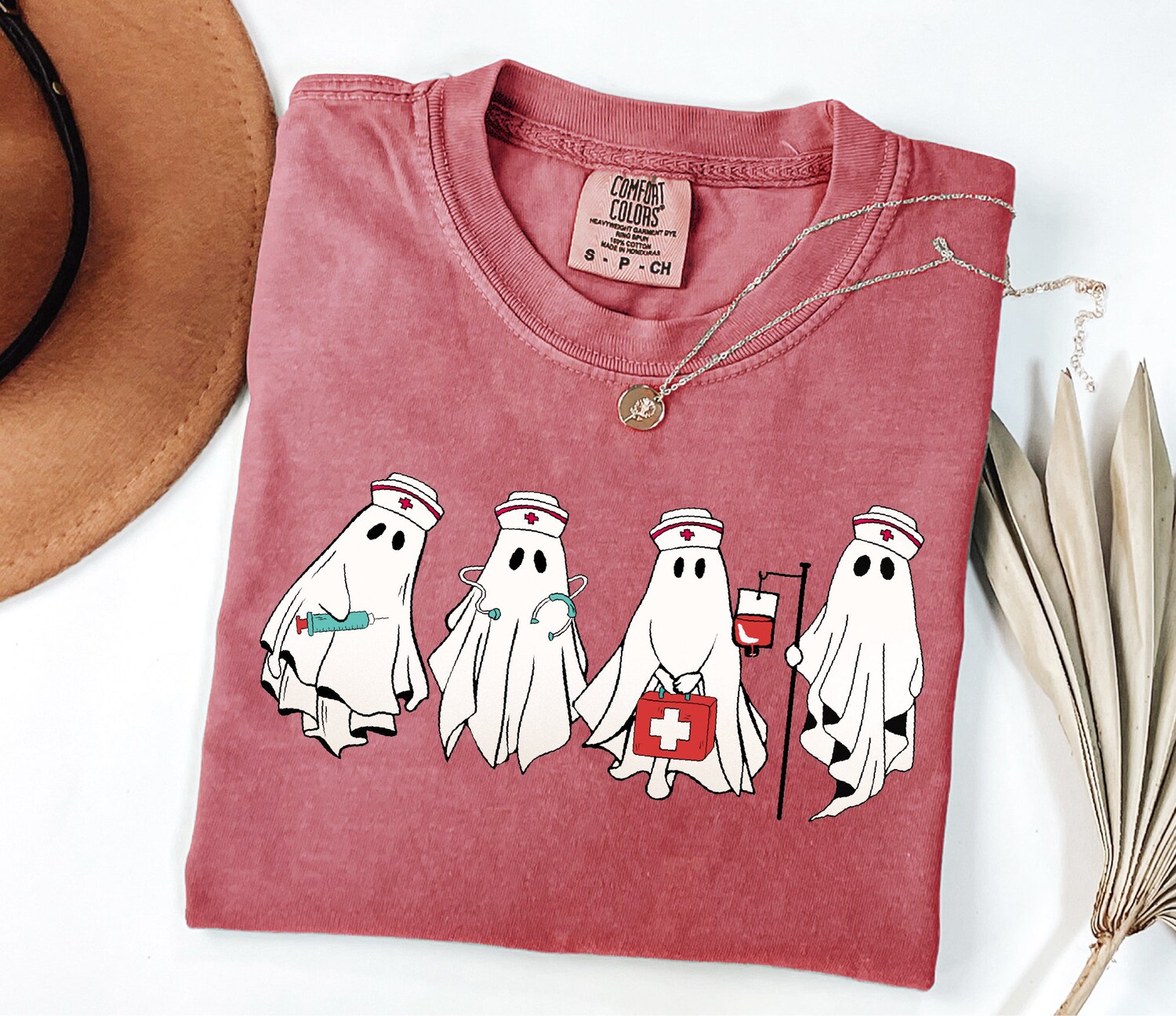 Comfort Colors Cute Ghost Nurse Halloween Shirt Spooky Nurse Gift Nurse Boo Crew Tee image 1