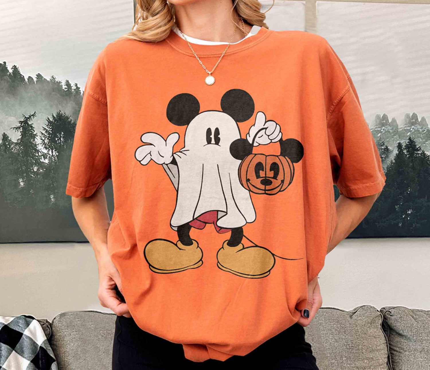 Retro Mickey Ghost Halloween Shirt | Spooky Season Tee | Mickey's Not So Scary Pumpkin Shirt image 1