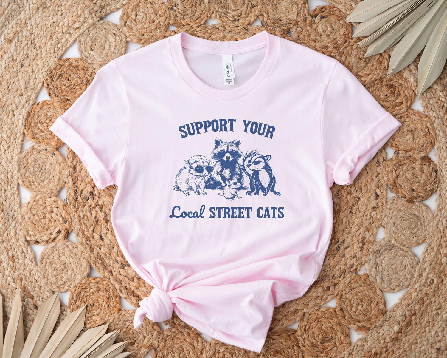 Support Your Local Street Cats Retro Graphic T-Shirt | Unisex Vintage Raccoon Nostalgia Tee image 3